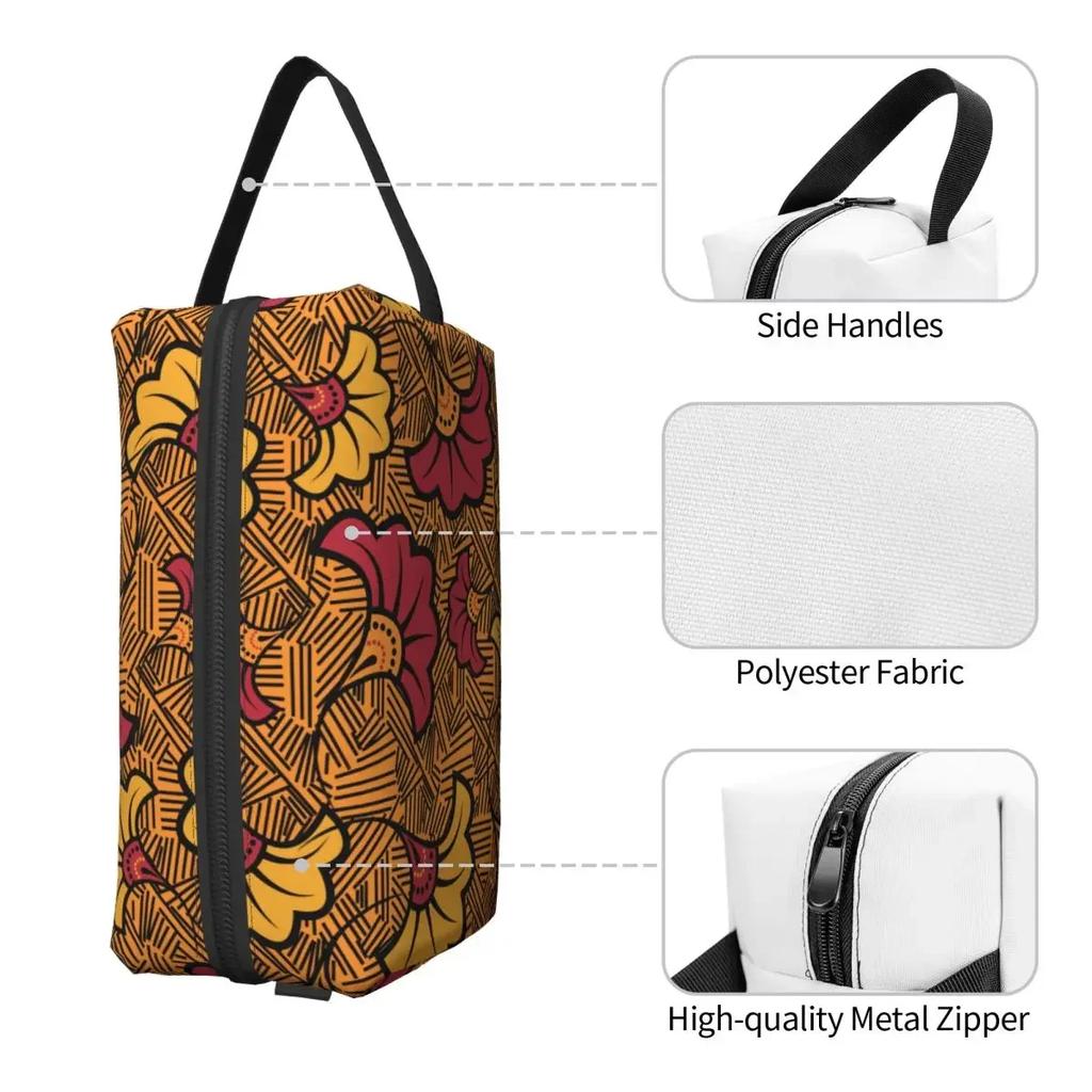 Custom Traditional African Ethnic Tribal Ankara Geometric Cosmetic Bag Large Capacity Makeup Case Beauty Storage Toiletry Bags