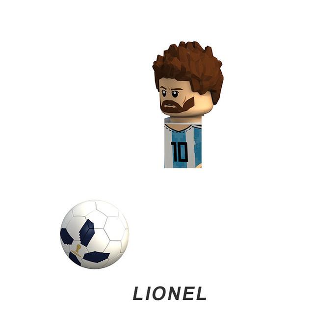 NEW World Famous Football Players Figurine Messi Ronaldo Neymar Lewandowski Mini Action Building Block Model Toy Kids Gifts