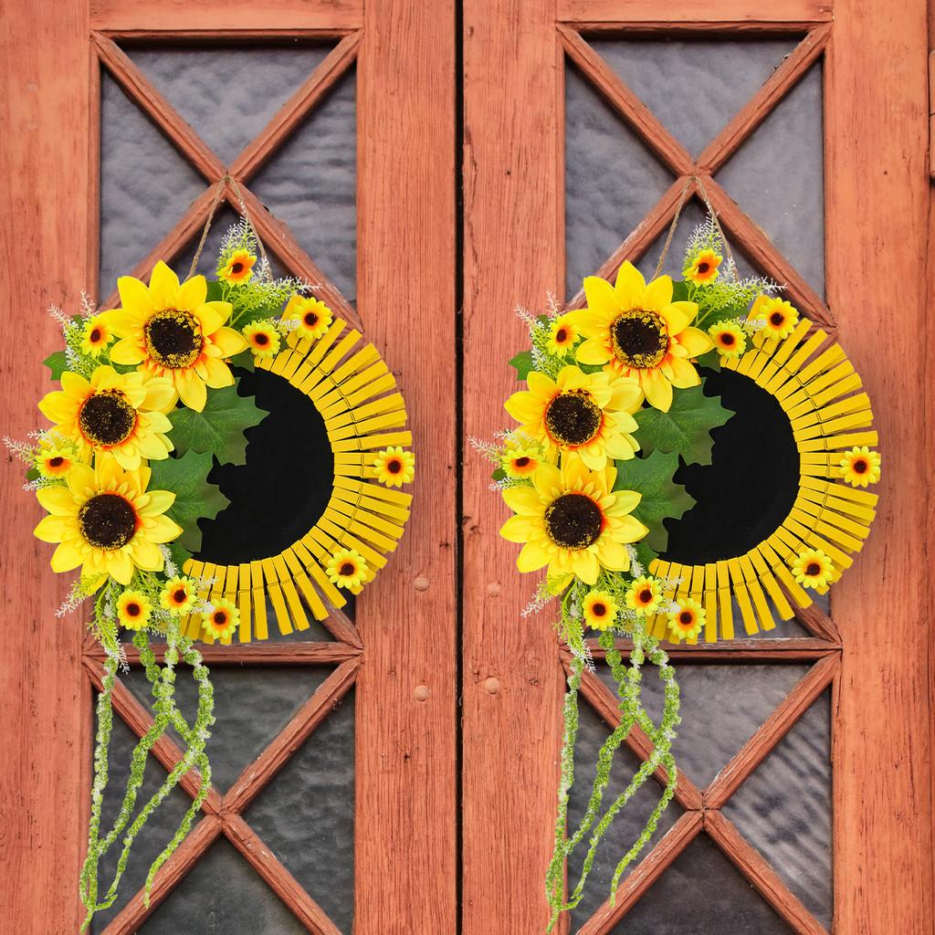 Sunflower Door Sign With Plastic And Polyester Materials For Spring And Autumn