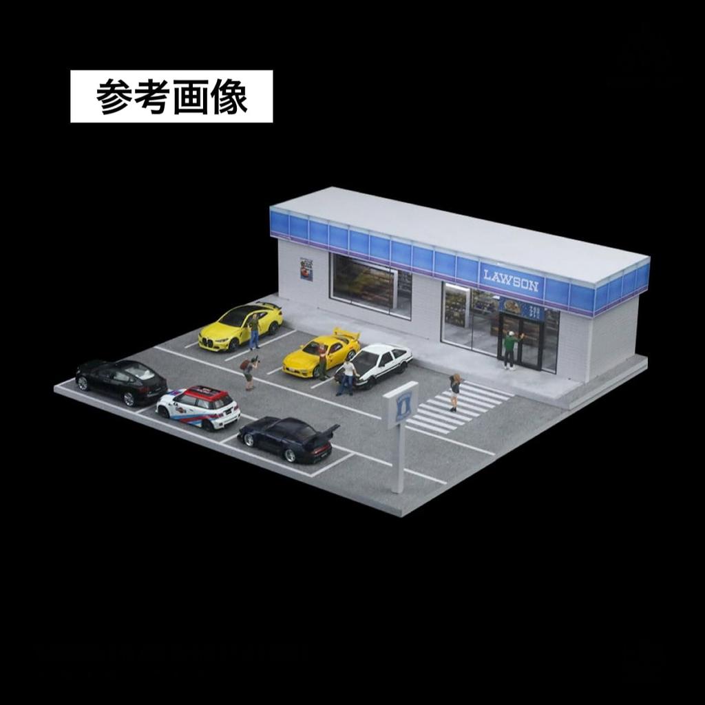 Scale Model Convenience Store Japanese Streetscape MO936200 Moreart Parking Lot Pit Garage Diorama Miniature Car 1/64 (Blue) [Used]