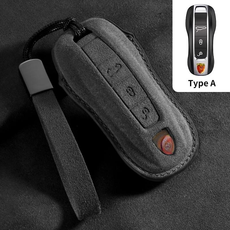 

Suede Car Key Case Cover Shell for Porsche 958 Macan 911 Panamera 996 991 Boxster 987 997 2019 2020 Holder Keychain Accessories
