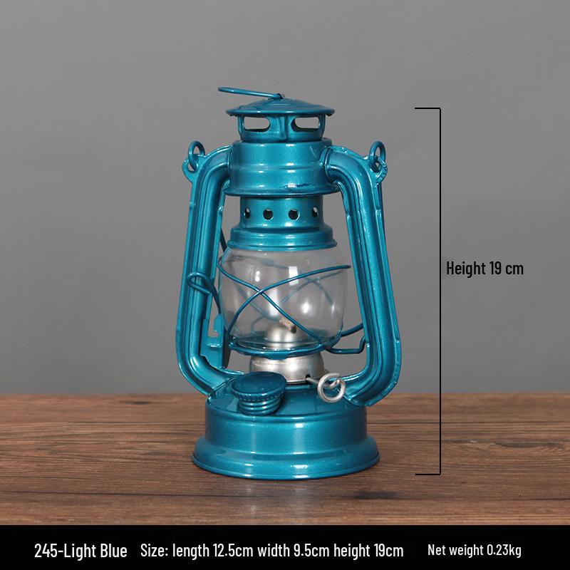 Vintage Wrought Iron Kerosene Hurricane Lamp - Nostalgic Camping Decor & Photography Prop