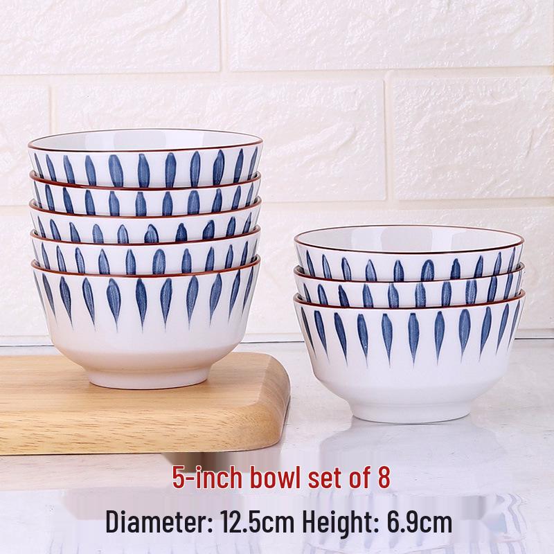 Retro Ceramic Porcelain Microwave-Safe Bowl Set - Chinese Style Tableware