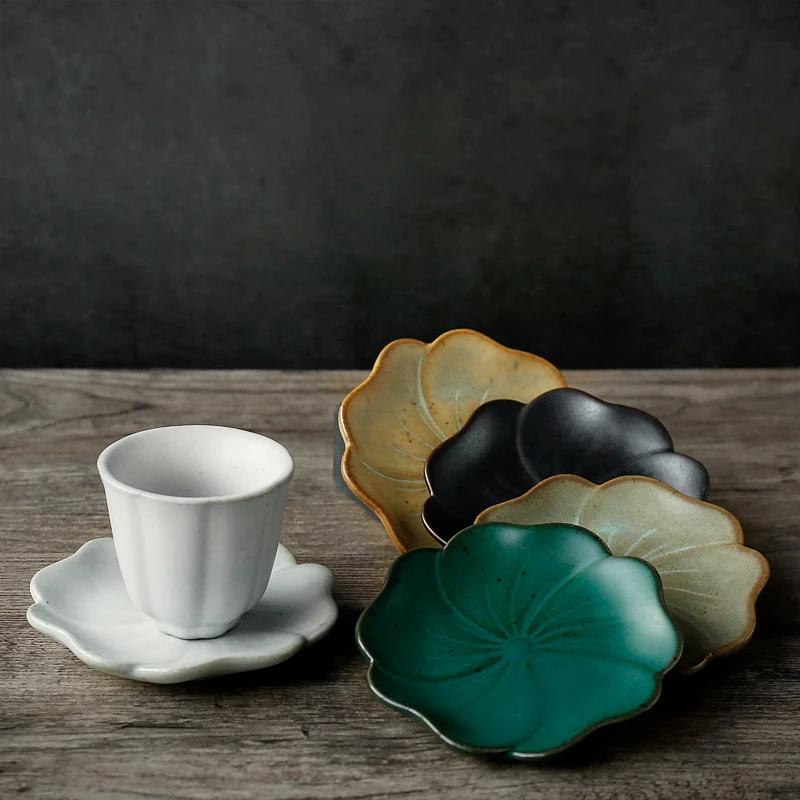 Rough Ceramic Square Coasters Japanese Retro Home Kitchen Anti-scald Heat Insulation Cup Base Kung Fu Tea Ceremony Accessories