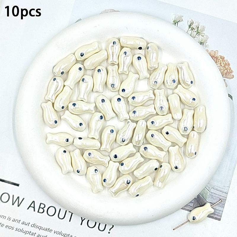 10Pcs Little Fish Ceramic Beads Diy Necklace Earrings Jewelry Accessories Pendants Loose Beads For Crafting
