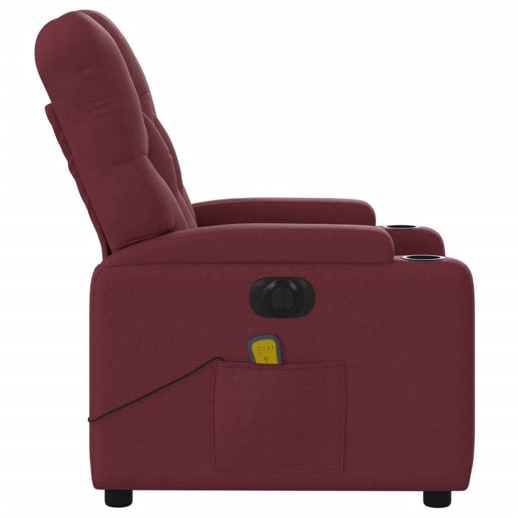 Electric Massage Chair Burgundy Fabric