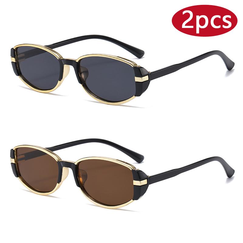 

2pcs Fashion Oval Small Frame Sunglasses Women Brand Luxury Sun Glasses Outdoor Casual Sunscreen Eyewear European and American