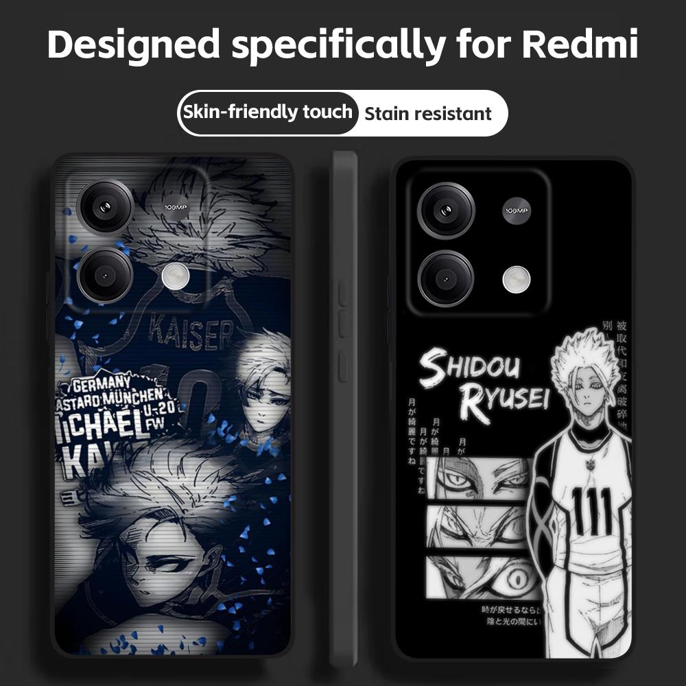 Anime B-Blue L-Lock Pfp Phone Case For Redmi Note 14 13 12 11 Pro Plus S 5G 14C A3 Soft Black Phone Cover