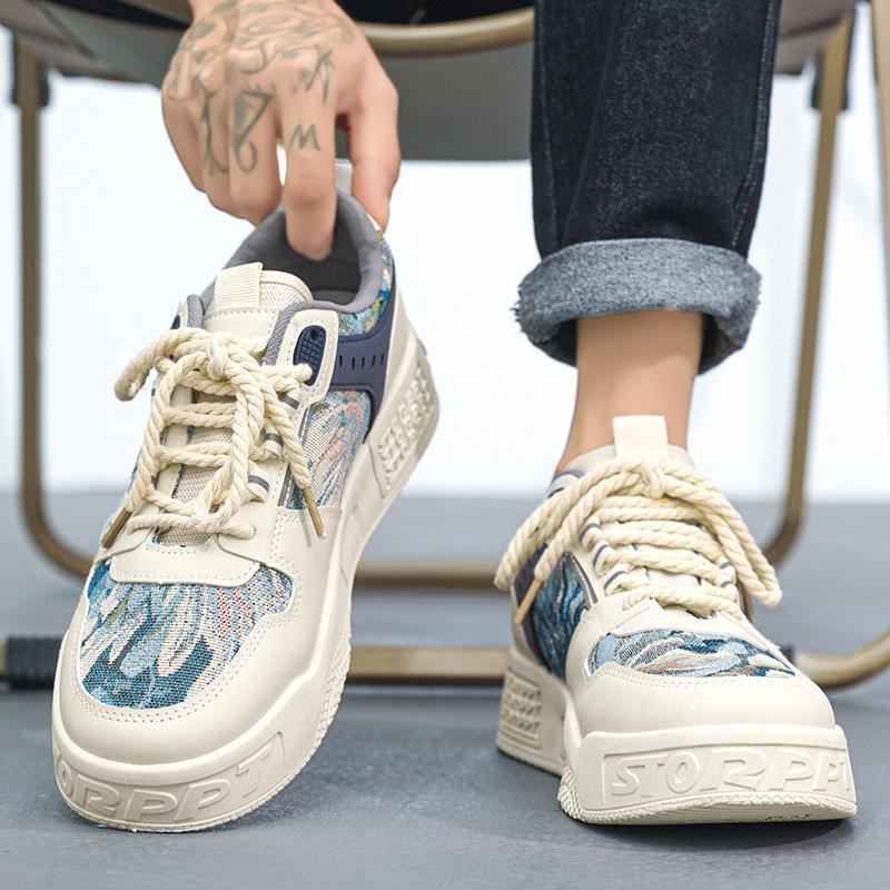 

Autumn men s shoes 2024 new blood line explosion versatile sports shoes men s niche fashion trend casual board shoes 39 синий