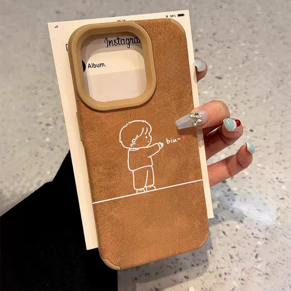 Practical Gift INS Luxury Executive Fiber Leather Case For iPhone 16 Pro Max 17 15 14 Pro 13 12 Plus 11 Pro Max Shockproof Funda iPhone 11