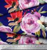 Soimoi Japan Crepe Satin Fabric Leaves,Poppy & Peony Flower Decor Fabric Printed Metre 42 Inch