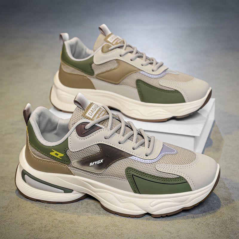 2025 men's shoes summer breathable versatile deodorant wear-resistant mesh sports leisure wind thick-soled teen dad trendy shoes