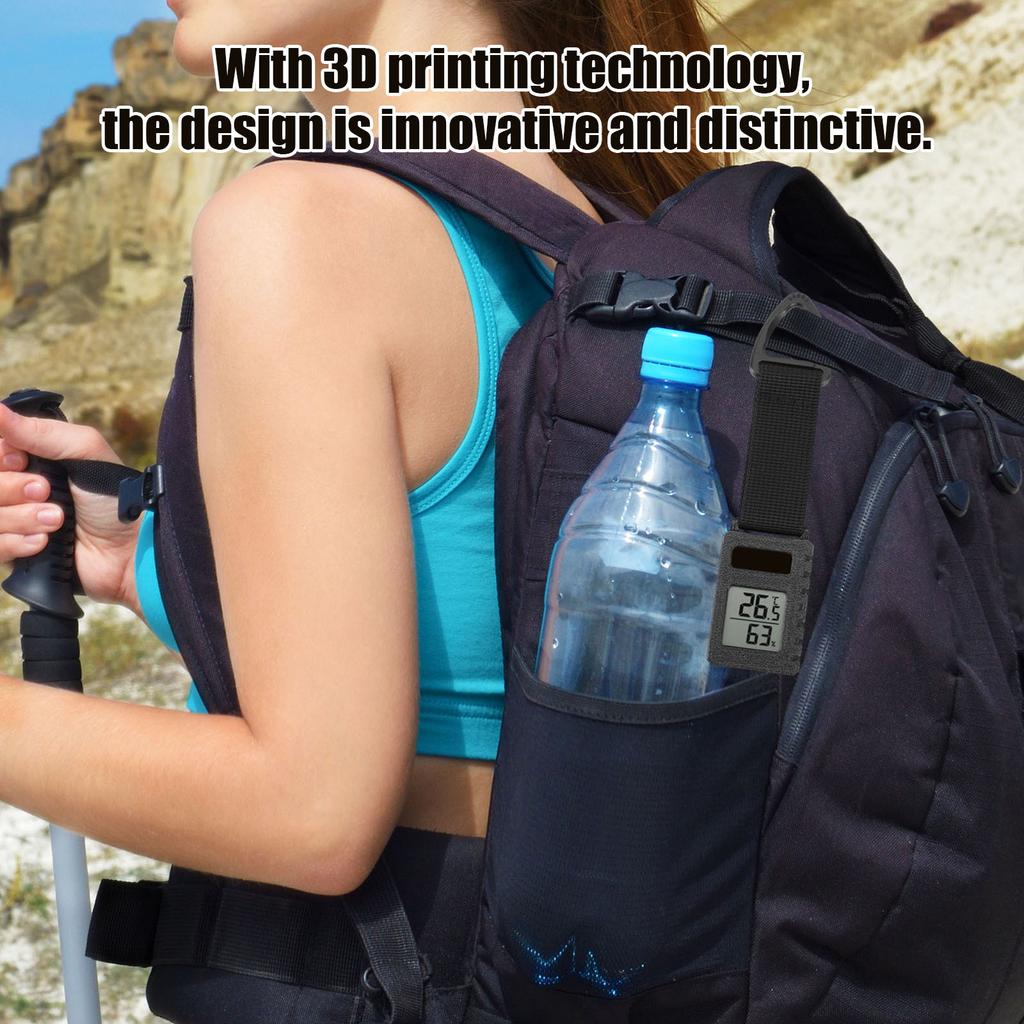 Backpacking Hiking Travel Thermometer with Carabiner Clip Temperature Humidity Meter Sensor Gauge for Camping Cellar Closet Home