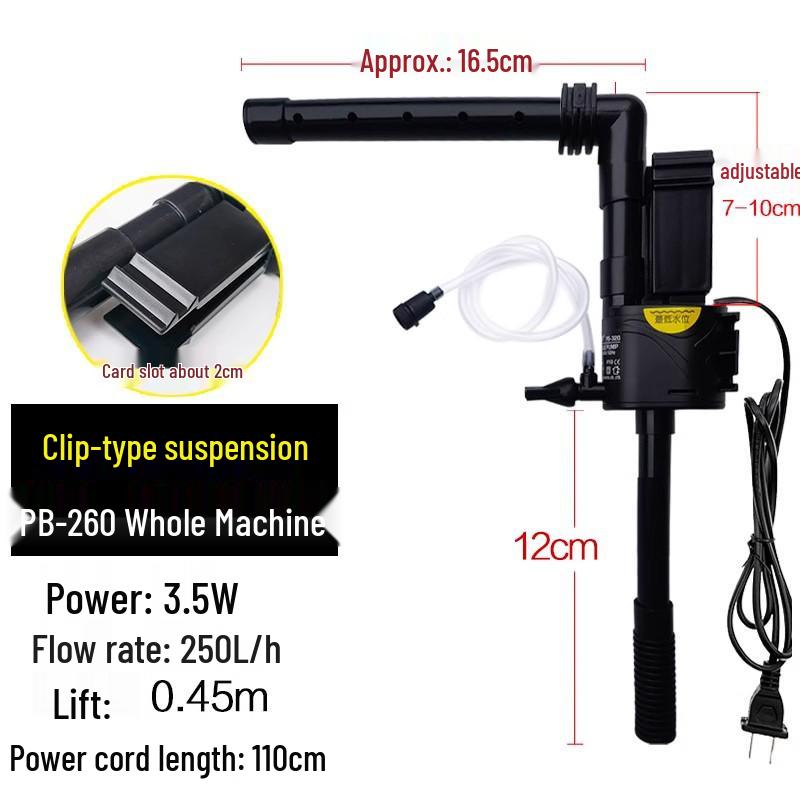 PB-360 Multi-Functional Submersible Pump: Filter, Circulation, Oxygenation for Small Fish Tanks
