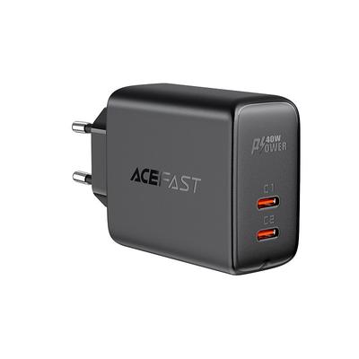 Wall Charger 2x USBC 40W PPS PD QC 30 AFC FCP Black