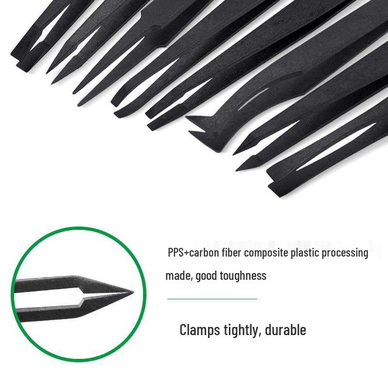 Anti-Static Curved Tip Plastic Tweezers, Multi-functional with Wide and Flat Tips for Industrial and Eyelash Use.