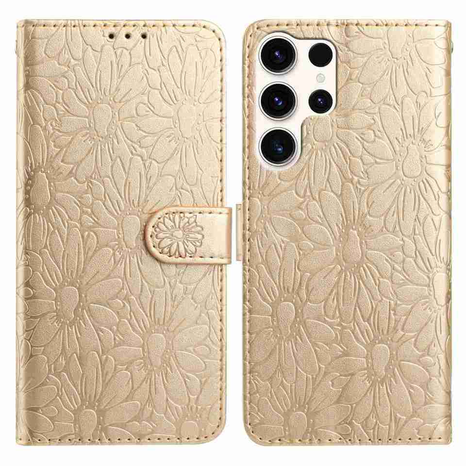 10barevné pouzdro na flip kartu s embosovanou sedmikráskou pro Samsung Galaxy A12 A15 A26 S20-S25...