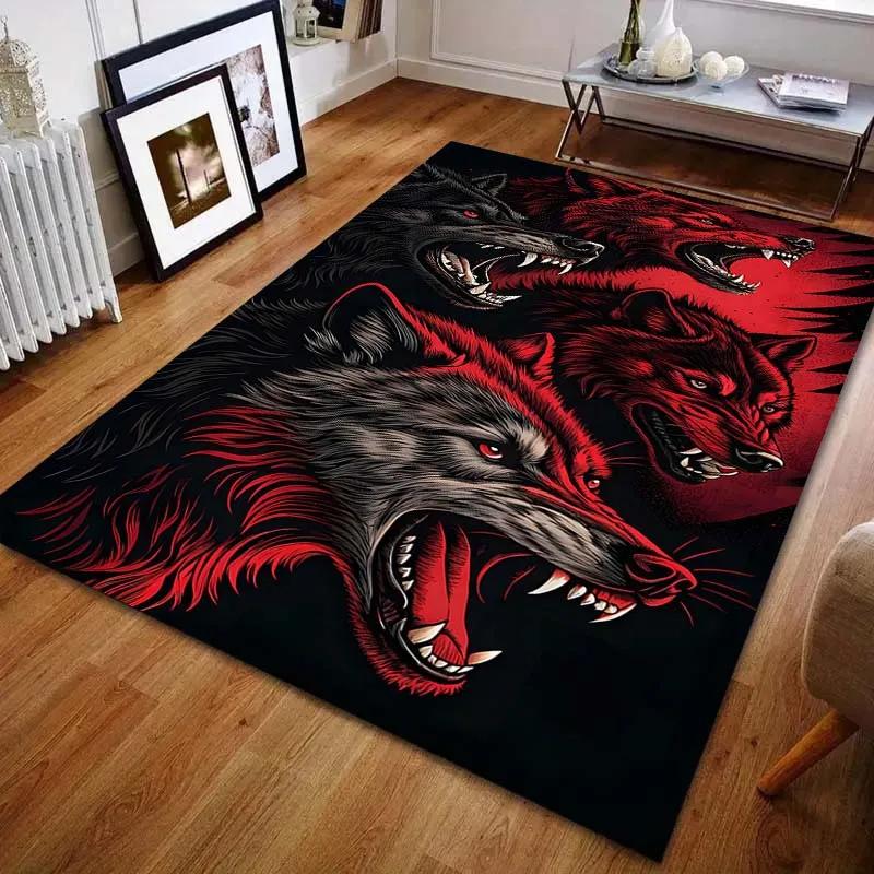 3D Fierce Wolf Pack Print Carpet for Bedroom Living Room Bedside Sofa Floor Mat Children's Play Room Non-slip Rug Fast Shipping