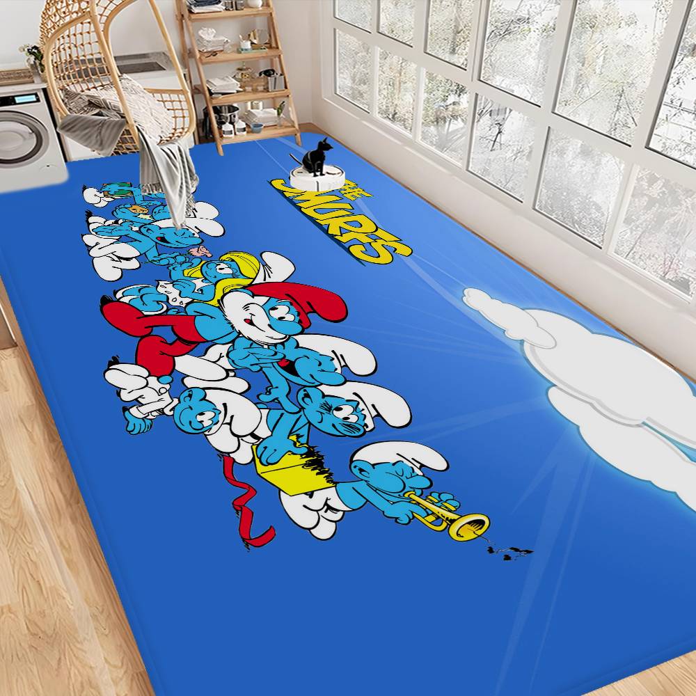S-Smurfs Cute Door Mat Nordic Style Bedroom Living Room Doormat Home Balcony Anti-Slip Alfombra