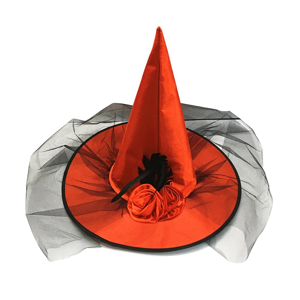 Adult Halloween Costume Ball Party Feather Rose Flower Tulle Veil Net Witch Cap Hat
