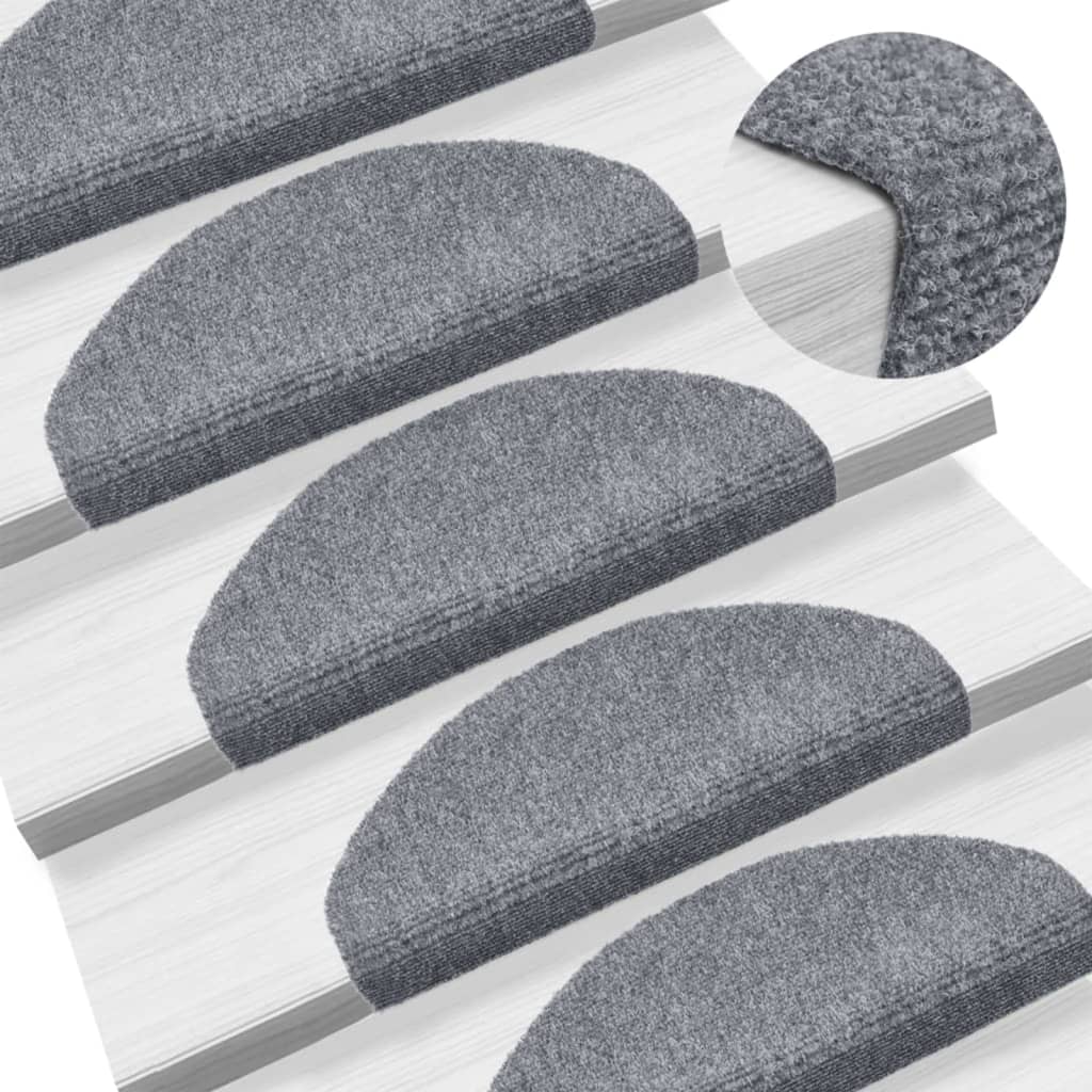 Self Adhesive Stair Treads 5 pcs 65 x 21 x 4 cm Light Grey Semi Round Large