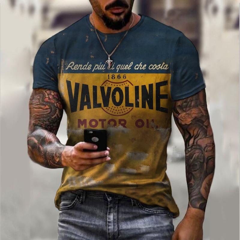 Llega Camiseta de Hombre Lemans Coche Patrón Vintage Camisetas Verano Oversize Casual Camisetas Manga Corta Hombre Ropa Hombre
