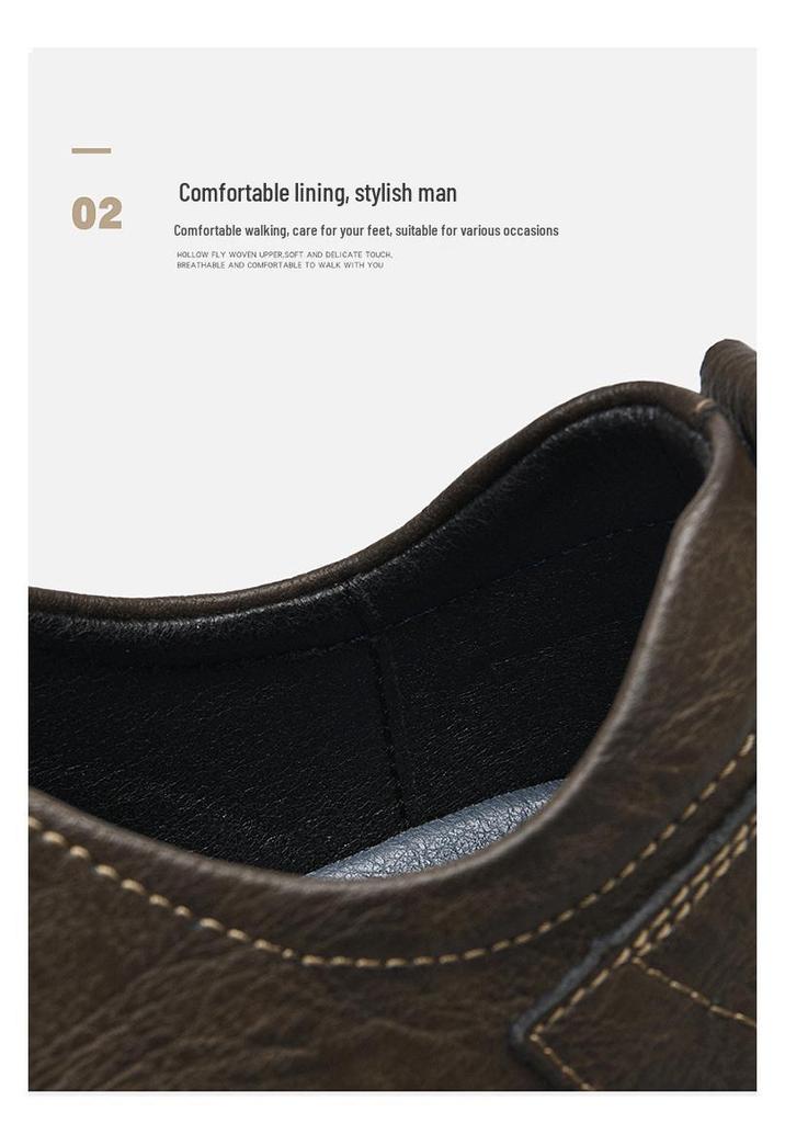 Men's Leather Outdoor Work & Hiking Casual Boots - Low-Top, Big Head Martin Style, Ideal for Spring & Autumn