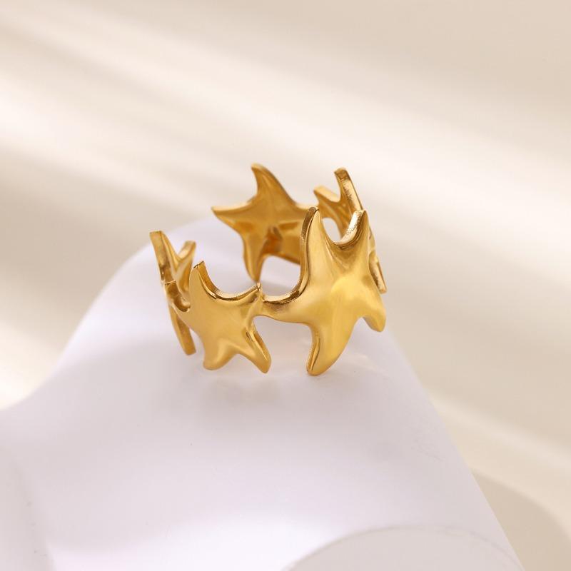 Wind trend ocean wind multiple scallop ring gold and silver color scheme titanium steel fashion exquisite jewelry