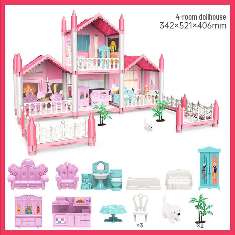 Işıklı Kendin Yap Prenses Şatosu Bebek Evi - Küçük Kızın Oyun Evi