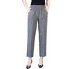 Women's High-Waist Cotton-Linen Summer Pants: Stylish, Elastic, Straight Fit for Middle-Aged and Elderly