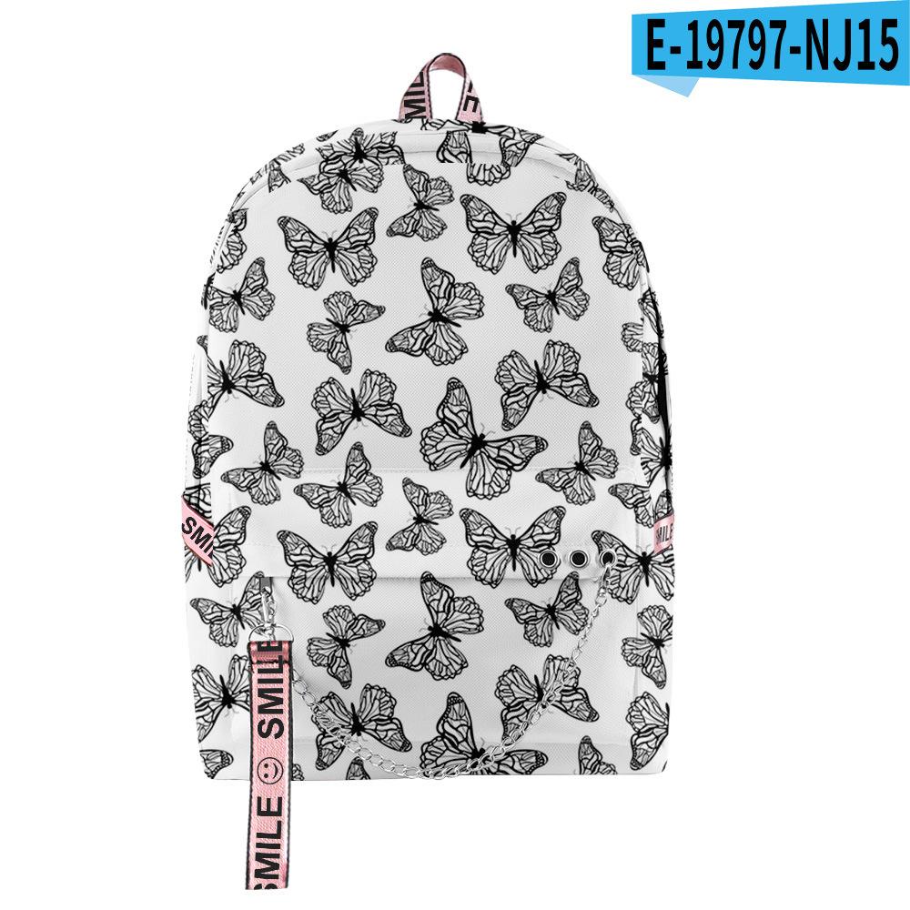 Cartoon Youthful School Bags Unisex Funny Butterfly Travel Bags 3D Print Oxford Waterproof Notebook Shoulder Backpacks