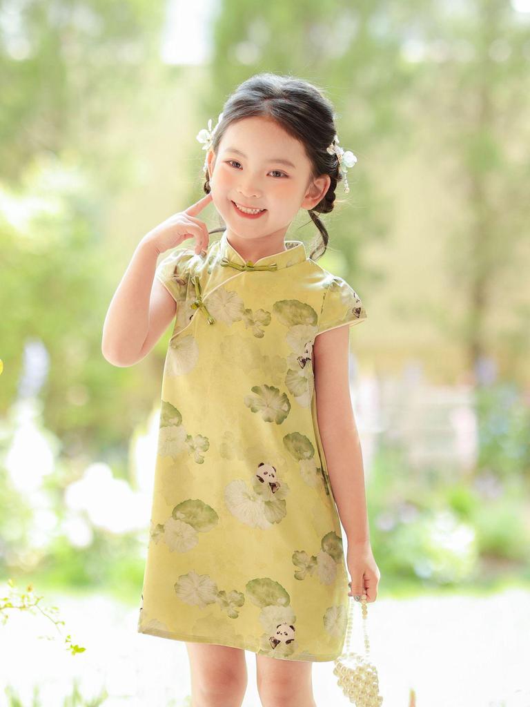 Mädchen Sommer 2026 Cheongsam Kleid - Moderner Chinesischer Stil Prinzessinnenrock für ältere Kinder.