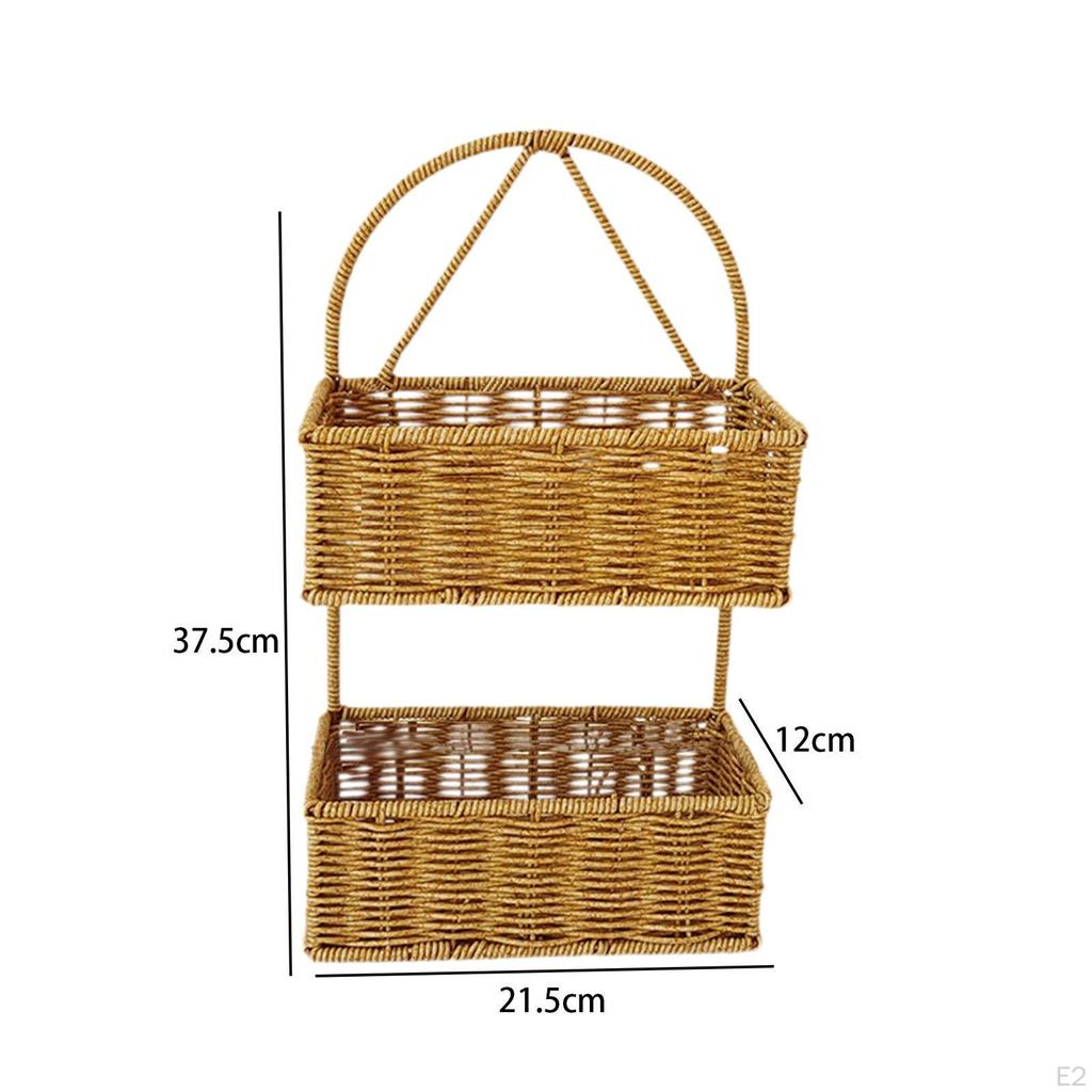 Elegantní závěsný košík z ratanu na zeď pro organizaci domácnosti