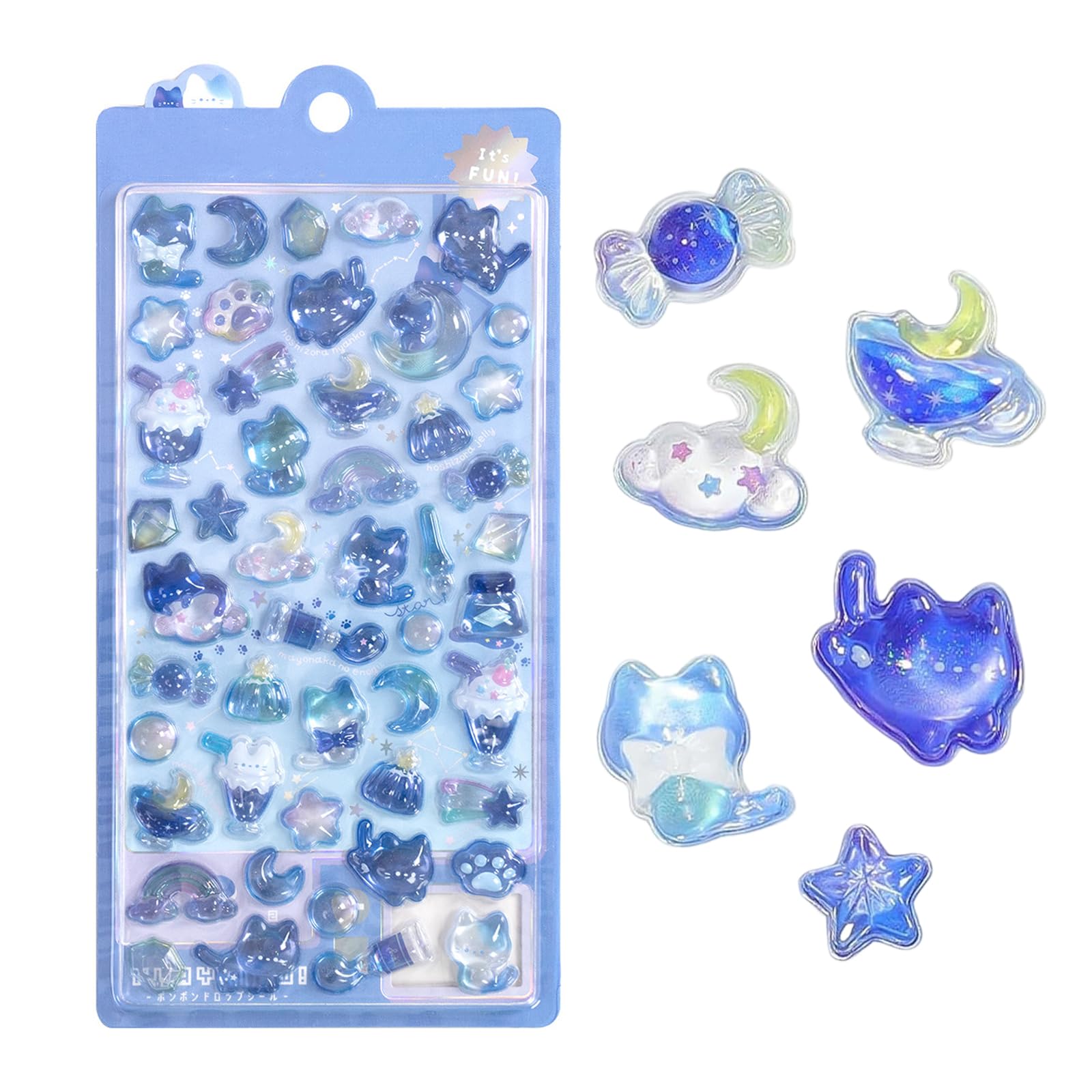 

Fish&Fairy 3D Puffy Sticker Blue Cat Kids Reward Deco Glitter Notebook Diary Smartphone Decoration DIY Gift