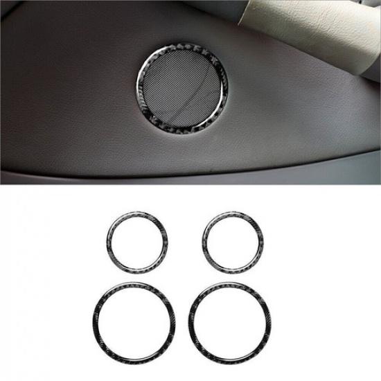 4Pcs Carbon Fiber Interior Door Speaker Cover Trim For BMW 3Series E46 1998-2005