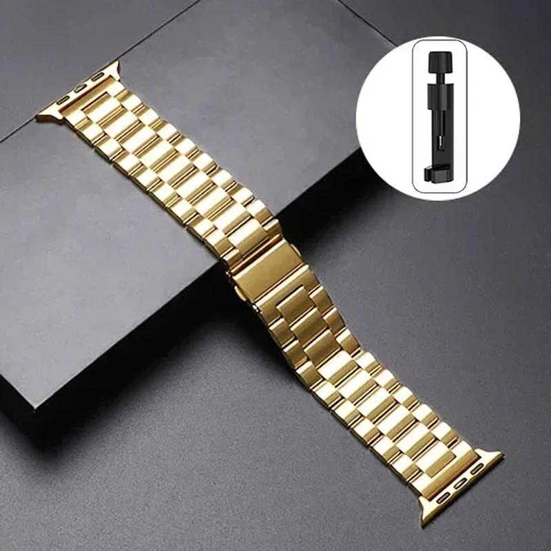 Stainless Steel Strap For Apple Watch Ultra 2 49mm 45mm 41mm 40mm 44mm 46mm Watch Strap Metal Bracelet For iWatch 10 9 8 7 6 5 4