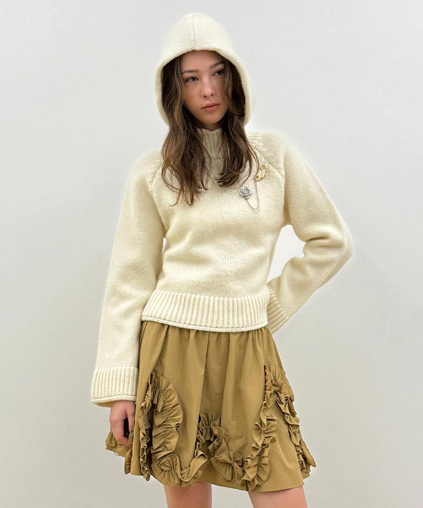 SINOON Wool Blend Hoodie Knit (Ivory)