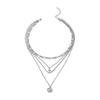 Women Necklace Multi-layered Coin Pendant Thick Hollow Chain Adjustable Length Electroplated Hip Hop Club Party Punk Neck Jewelry