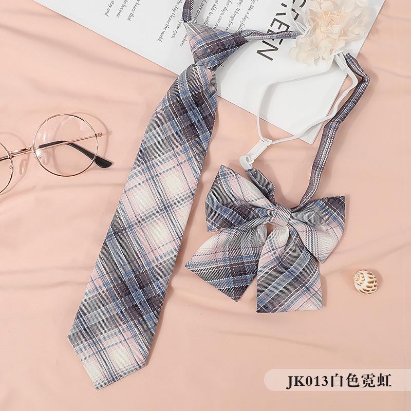 Japanese Korean Version Striped Jkdk College Style Red Cyan Gray Blue Shirt Men'S And Women'S Accessories Free Tie Tie Set
