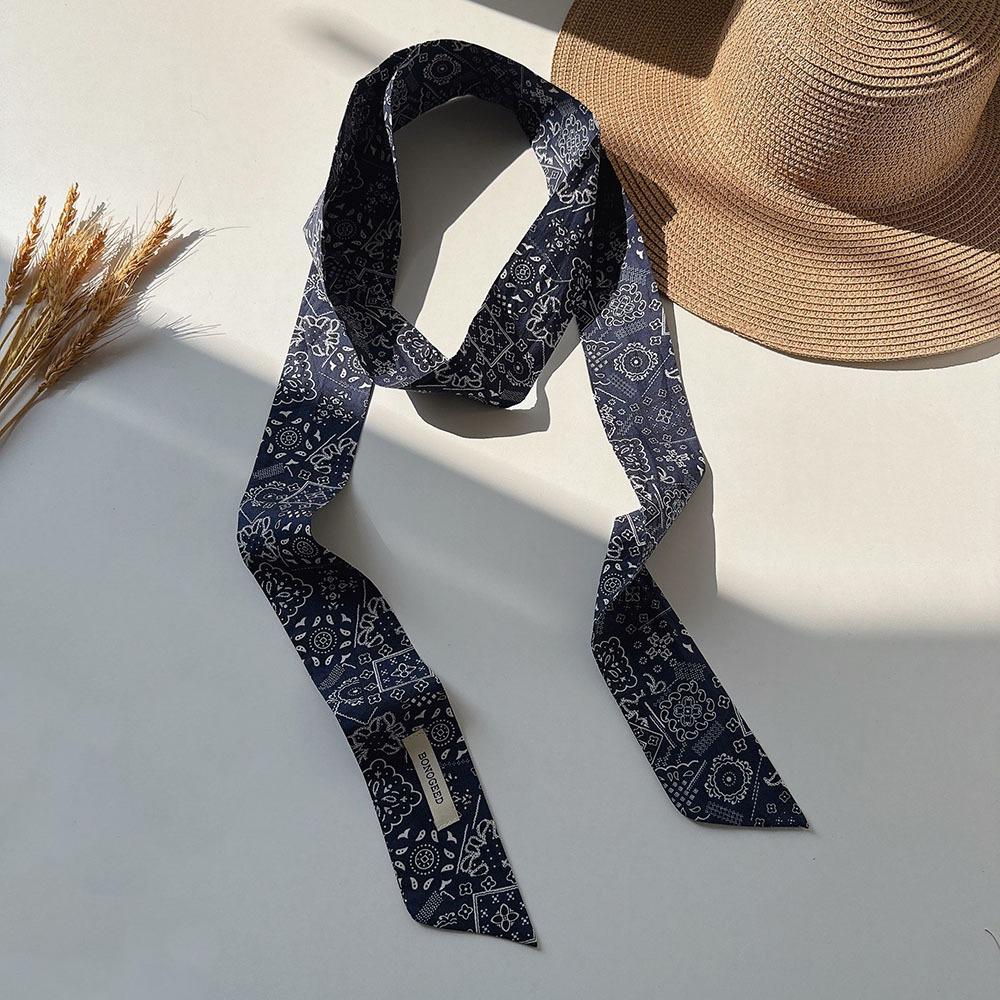 Flower Field Oil Painting Scarf Cotton Extended Long Ribbon Neckerchief Scarf Headband  Women