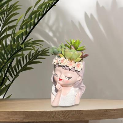 Fairy Head Flower Pot Creative Holder for Photos In Garden Or Party Settings
