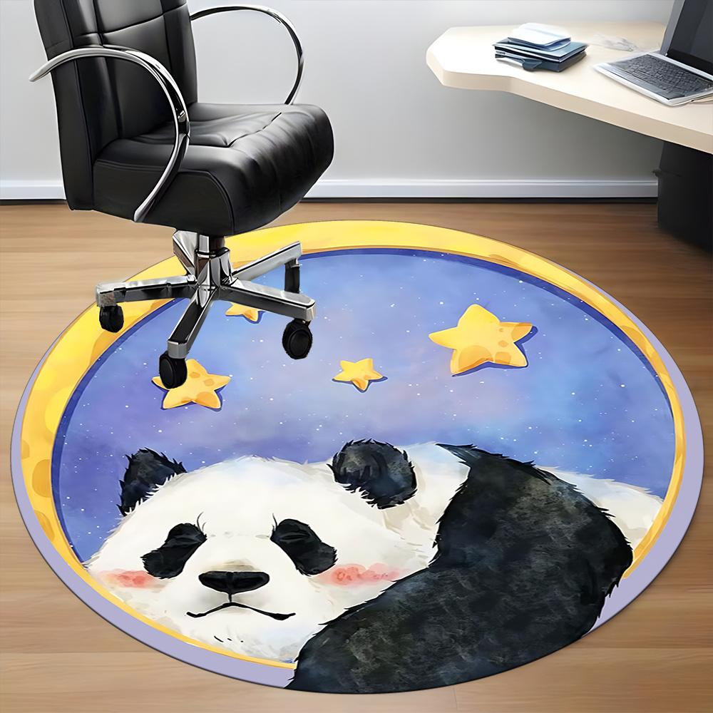 1pc Panda Moon Office Round Area Rug, Indoor Mat Suitable ForOffice, Under Office Chairs Bedroom Living Room Home Decor, Room Decot137