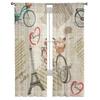 Paris Vintage Newspaper Sheer Curtain For Living Room Bedroom Voile Curtains For Window Organza Curtains Party Tulle Drapes