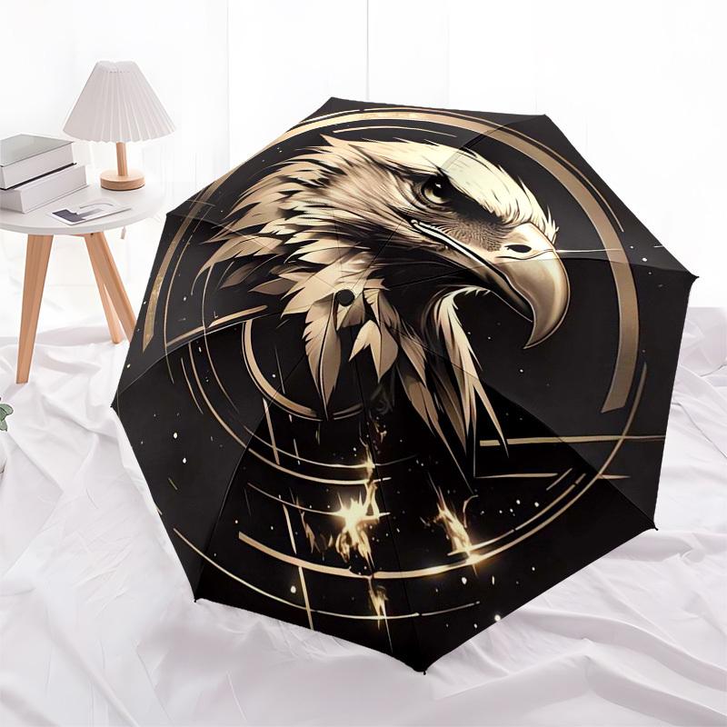 

1pc Golden Eagle Emblem Umbrella with Plastic Handle,Compact & Stylish,Suitable for All Seasons ptys26017