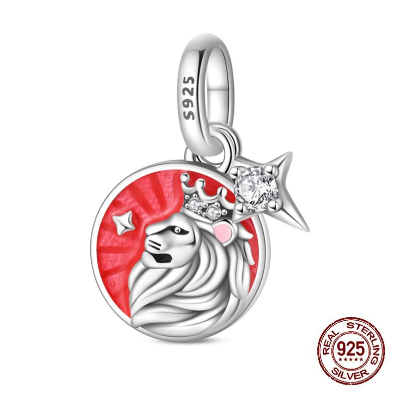 New Exquisite 925 Silver Lion Amulet Sun Moon Stars Angel Charms Beads Fit Bracelets Or Necklace Fine DIY Jewelry Gifts