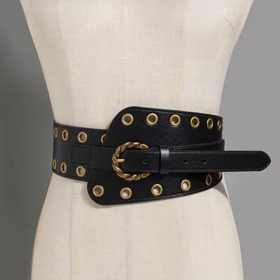 Belt for Women with High-end Retro Bronze Eyes Exquisite Hollow Fashion Wide Belt for Women Wide Waist Seal