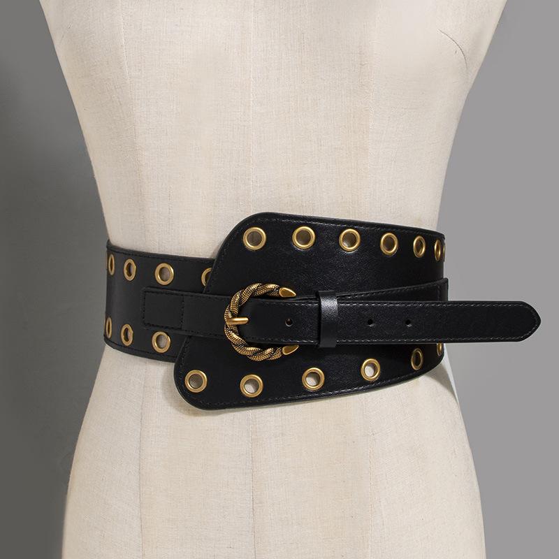 

Ремень для женщин с высококлассными ретро бронзовыми глазками Изысканный полый модный широкий ремень для женщин Широкий пояс-корсет