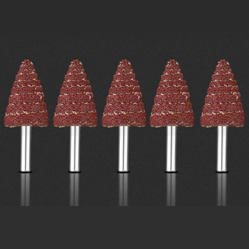 Vielseitige 5 Stück Kegelförmige Schleifpapier Entgratungs-Schleif-Polier-Lamellenschleifscheibe Schleifkopf für Tieflochpolitur