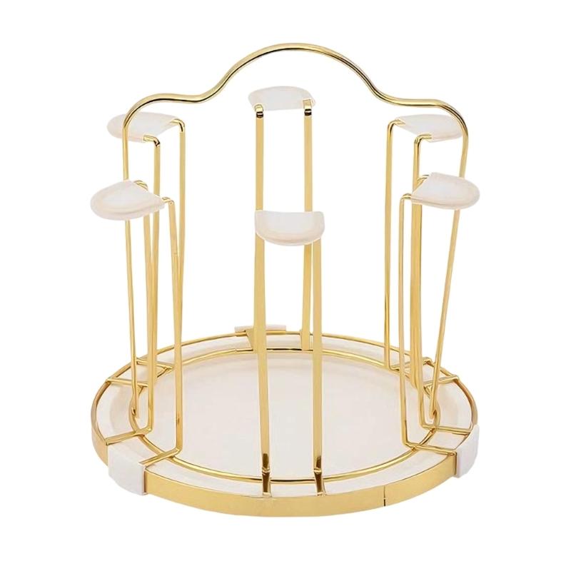 Round 6 Cup Glass Holder Drying Rack with Drainage Holes for Efficient Water Removal and Space Saving in Kitchen белый 1180₽