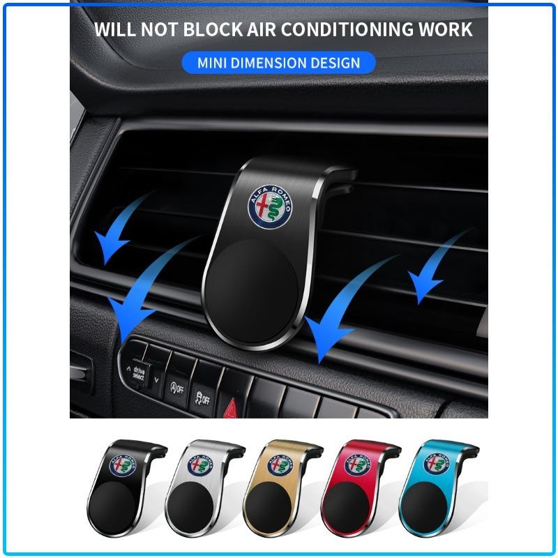 Car Magnetic L-shaped Car Dedicated GPS Phone Holder Emblem For Alfa Romeo 147 159 156 Giulietta Giulia Mito Spider Alpha Nheadrest
